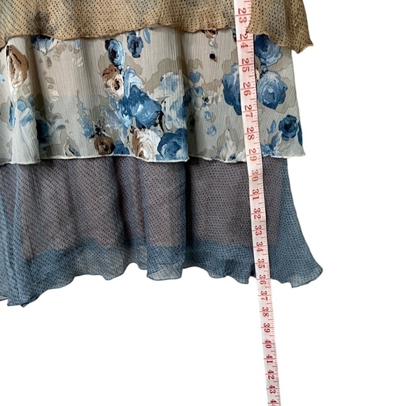 SAOPAULO 100% Silk Fully Lined Sleeveless Tiered Vee Neck Mini Dress US Sz 4 - Picture 8 of 12